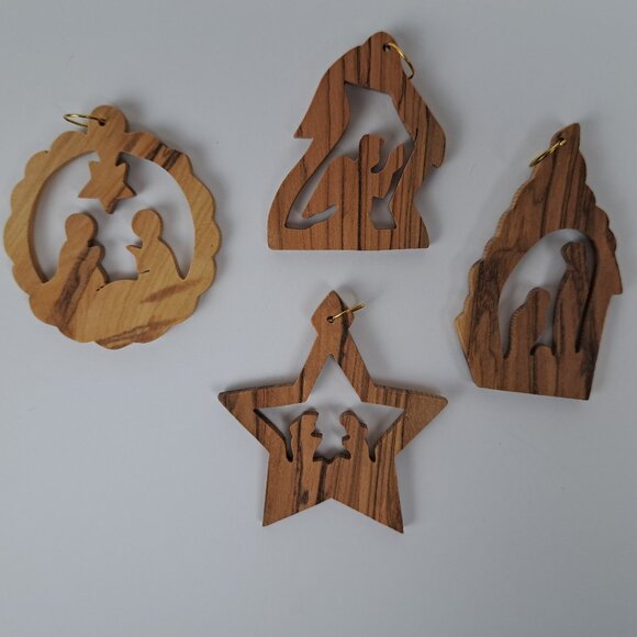 Olive Wood Holy Land Ornaments Handcrafted Lot of 12 - Picture 7 of 16